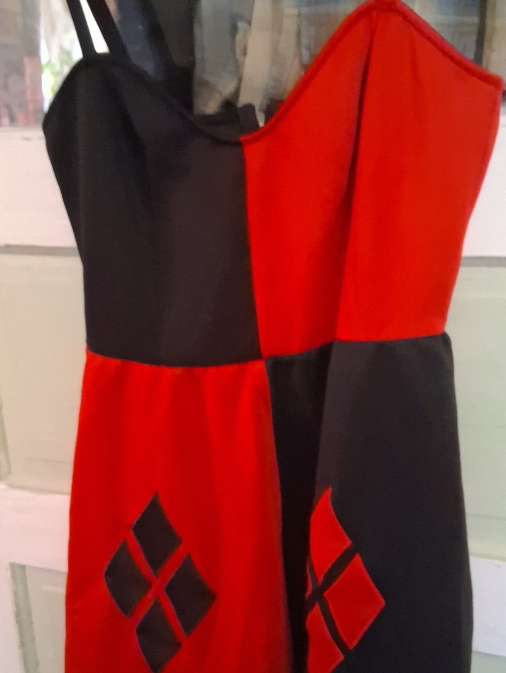 DC Comics Womens ' Red and Black Patchwork Costume Dress